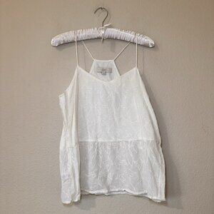 Ann Taylor Loft White Embroidered Peplum Thank Size Small Racerback